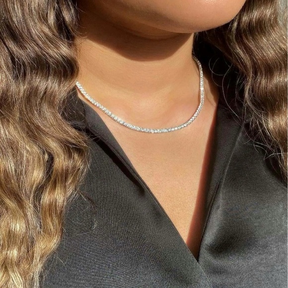 RESTOCK 🔥 Tennis Choker Necklace AAA+ Real Zirconia 2mm Platinum Plated Luxury - Picture 3 of 11